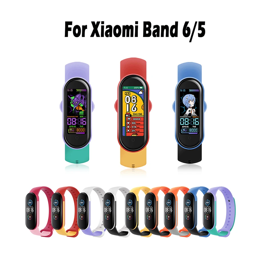 Силиконовый ремешок для Xiaomi Mi Band 5 6 | Наручные часы