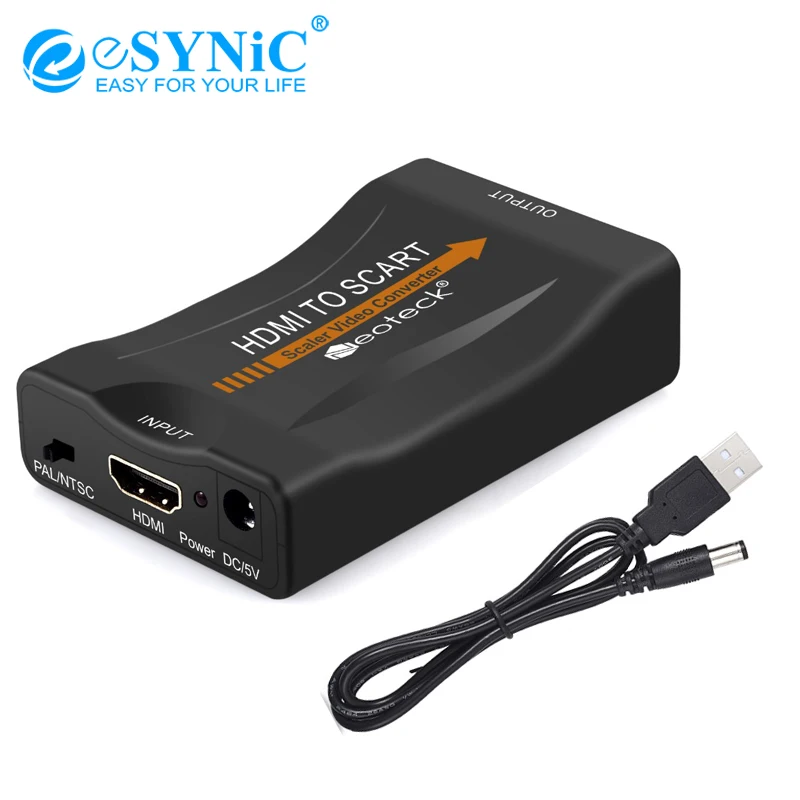 ESYNiC 1080p HDMI a Scart Audio Video Converter Adattatore Scart Per SKY HD Blu Ray DVD Supporto NT