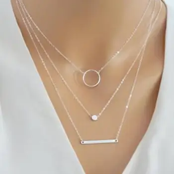 

Simple Casual Multi-element Combination Fashion all-match Aperture Metal Rod Necklace