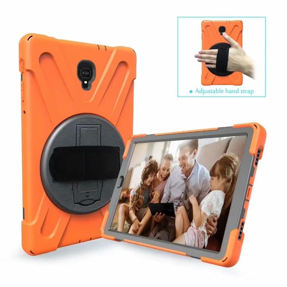 Ударопрочный чехол для Samsung Galaxy Tab A A2 10," T590 T595 T597 Tablet Kids Safe Stand Cover Funda с ремешком на запястье+ ручка - Цвет: Оранжевый