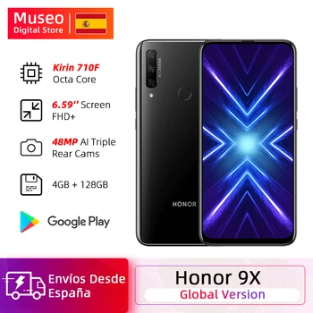 Перейти на Алиэкспресс и купить Глобальная версия Honor 9X смартфон 4G 128G 48MP Тройная камера 6,59 ''экран мобильный телефон Android 9 OTA Google Play