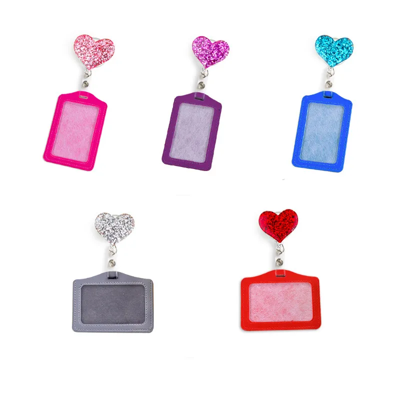 Soporte de insignia retráctil en forma de corazón, con portatarjetas, carrete de exposición para Enfermera y Chica, Tarjeta De Nombre, pecho, novedad de 2020