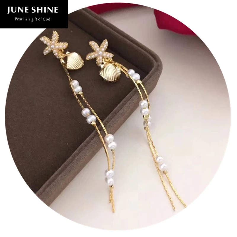 

Freshwater Pearl Drop Earrings Real Nature white Pearls 14K Gold women fashion wedding jewelry baroque crystal gift earing DE025