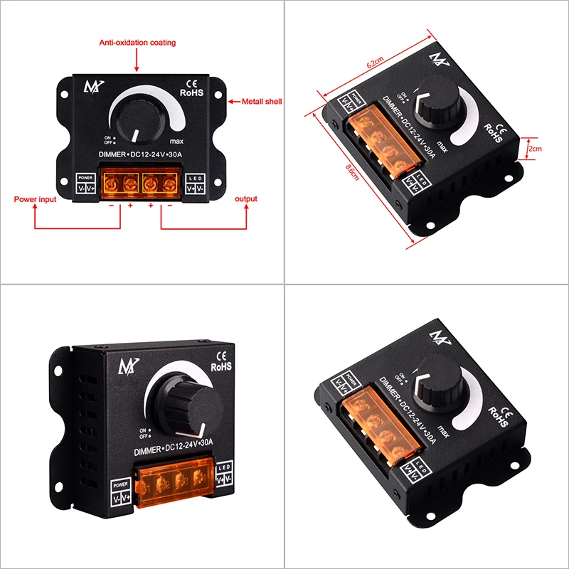 LED Dimmer Switch DC12V-24V 30A Max Voltage Regulator Adjustable Controller led strip controller led dimmer switch led dimmer controller smart dimmer switch led strip switch For LED Strip Tape Lamp Lighting Dimmers