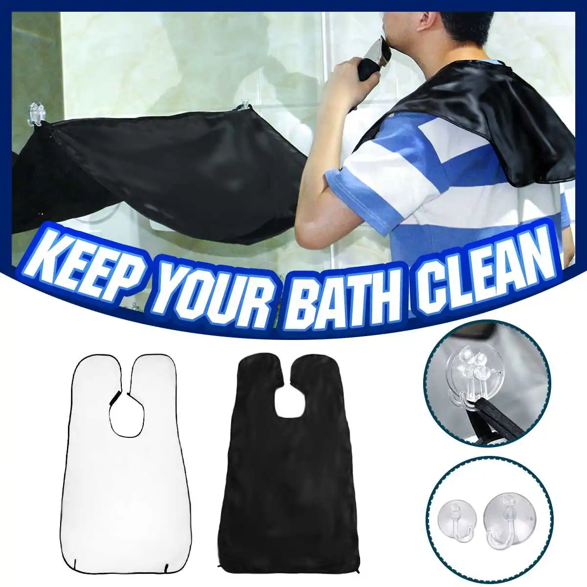 

Man Beard Hair Facial Trimmer Shaving Apron Bath Barber Stick To Mirror Cloth Cover Washable Cloth Household with Beard Comb