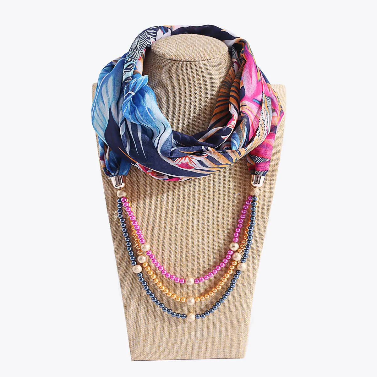 

AliExpress selling new spring and autumn clothing pendant scarf chiffon pearl clothing accessories women's necklace