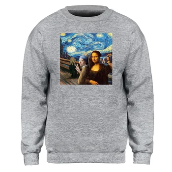 

Vincent Aesthetic Hoodie The Starry Night Mens Streetwear Crewneck Tracksuit Mona Lisa Girl with a Pearl Earring Painting Hoody