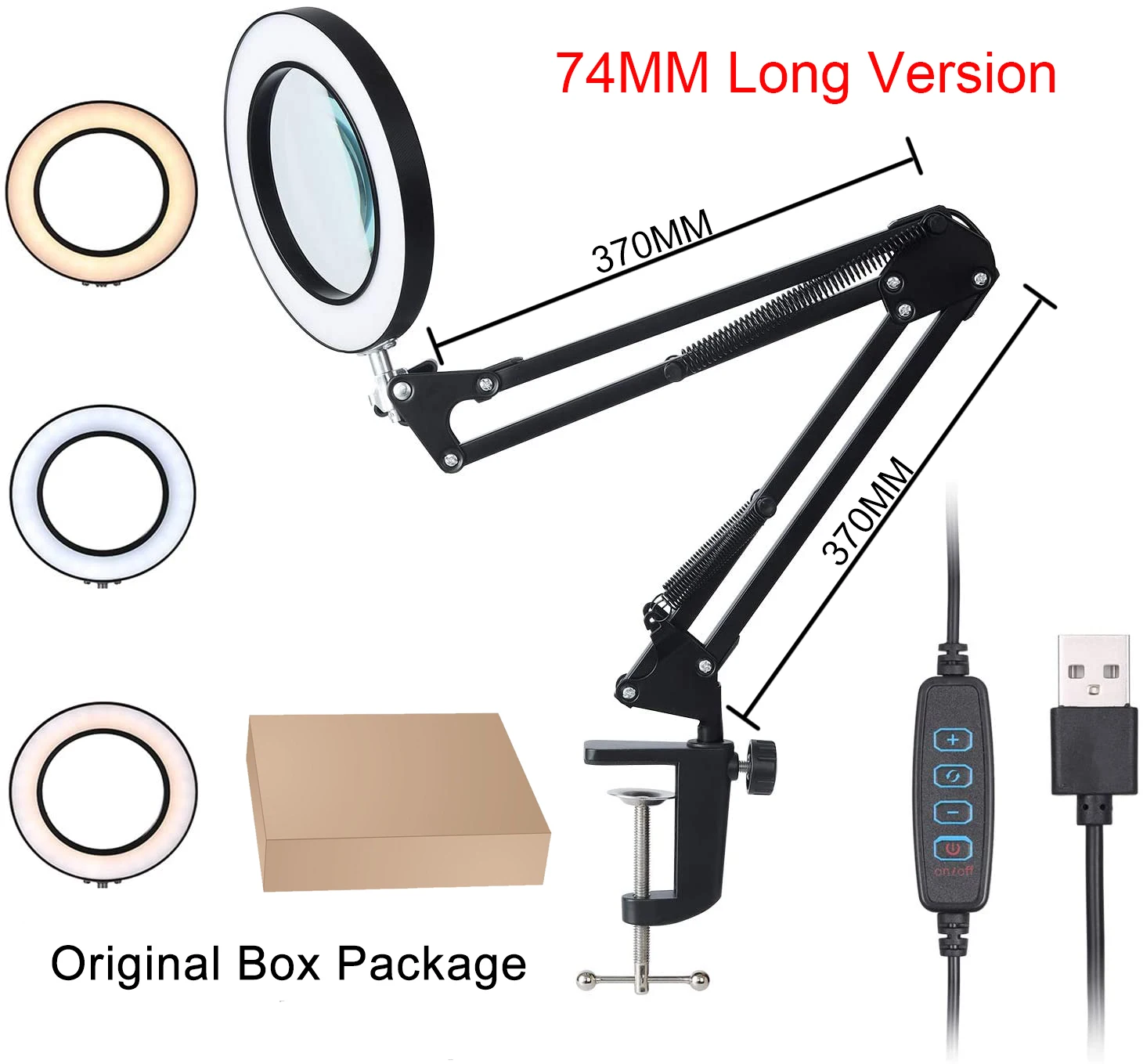 8X 72 LED foldable Magnifying Glass with LED Light Third Hand Soldering  Tool Desk Clamp USB Magnifier Welding/Reading Table Lamp