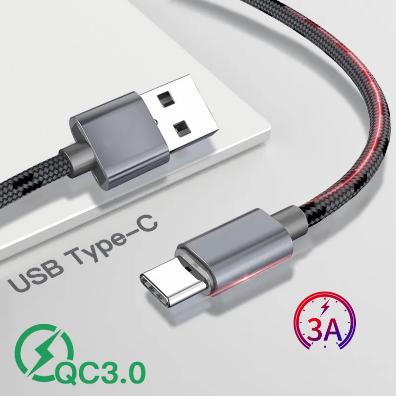 QC 3,0 usb type-C кабель 0,25 м 1 м 2 м 3 м Быстрая зарядка type-C кабель для передачи данных для samsung S9 A50 pocophone F1 кабели для мобильных телефонов
