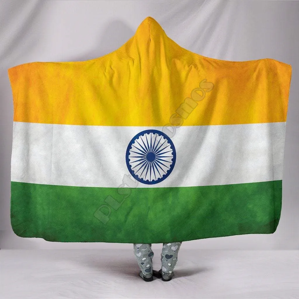 

Indian Flag 3D Printed Wearable Blanket Adults For Kids Various Types Hooded Blanket Fleece blanket 02