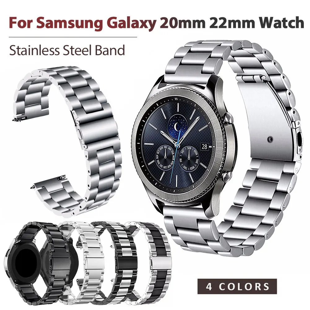 

General 22mm 20mm Stainless Steel Strap Metal Watch Band Strap For Samsung Galaxy Watch 42 46mm Gear S3 Smart Watch Quick Releas