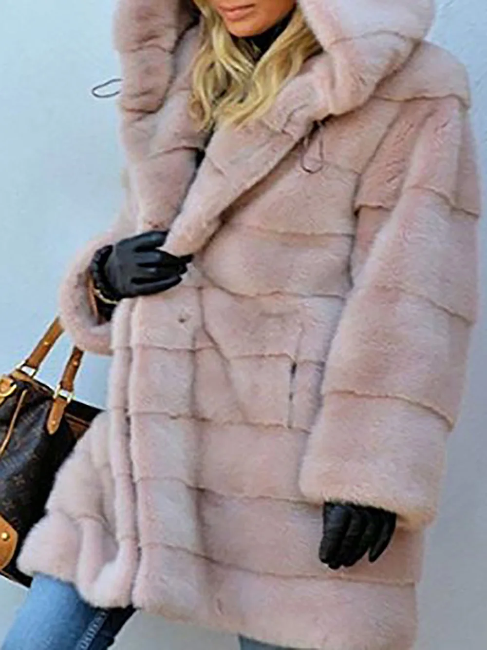 Женское пальто, кожаная куртка, длинный параграф, одноцветное, Свободное пальто с капюшоном, искусственный мех, бархат, зимняя теплая куртка, размер S-5XL