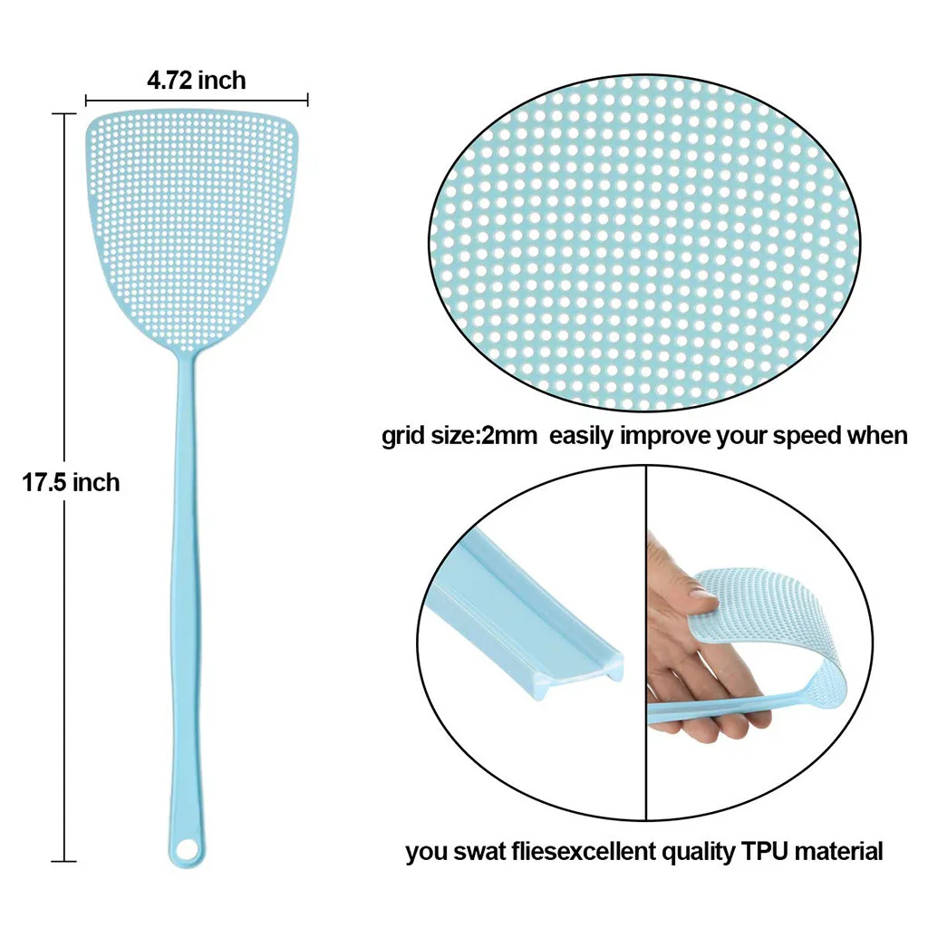 4 шт. Портативные Инструменты для борьбы с вредителями пластиковая мухобойка ручные Swat наклейки против комаров с длинной ручкой Pest Swatter# p9