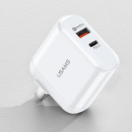 QC3.0 PD3.0 быстрое зарядное устройство USAMS USB зарядное устройство для iPhone X ЕС США штекер мобильного телефона быстрое зарядное устройство для samsung один USB настенный заряд - Тип штекера: US White