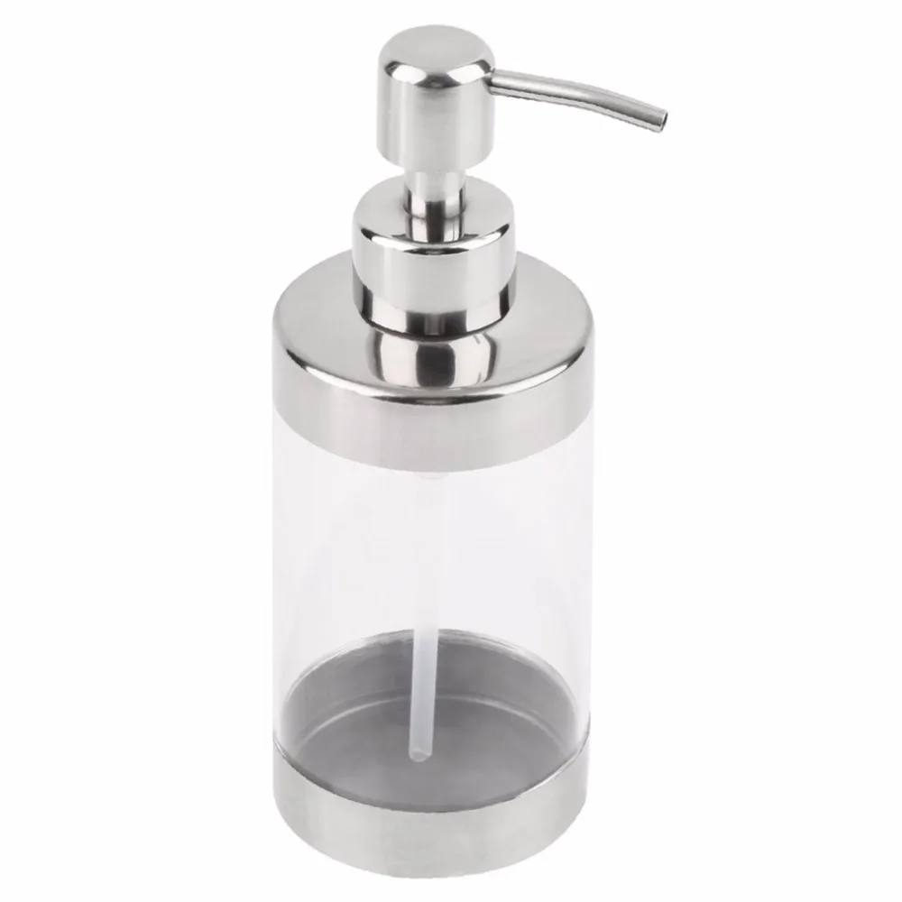 Универсальный дозатор для мыла из нержавеющей стали для дома и ванной, дозатор для мытья рук, насос для шампуня, серебристый и прозрачный