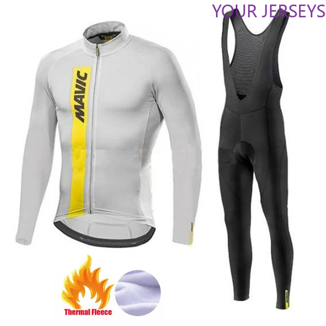 

2020 Winter Warm Fleece Suit Jersey MAVIC Men's Cycling Suit Sports Cycling Bicycle Mountain Bike Clothing Bib Warm Set TEAM Set
