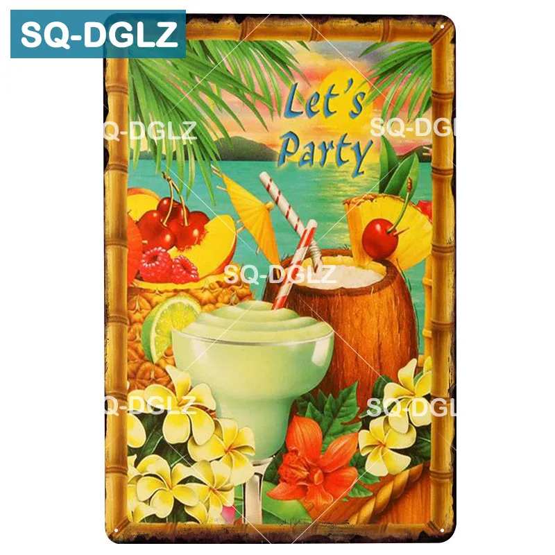[SQ-DGLZ] TiKi вечерние металлическая табличка декор для паба пляжная жестяная вывеска винтажный Aloha Настенный декор искусство печать плавок плакат