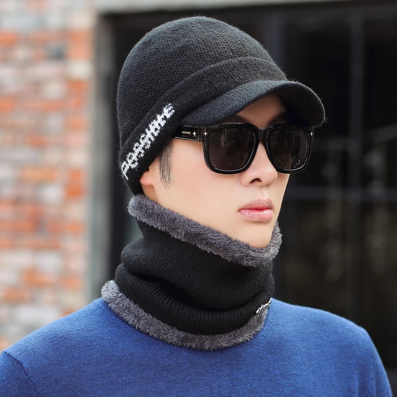 Зимняя шапка Skullies Beanies шапки зимние шапки для мужчин женский шерстяной шарф головные уборы, Балаклава маска Knitted шапка вязаная 55-61 см