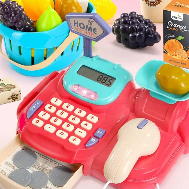  US $20.22  Multifunction Collection Supermarket Cash Register With Sound Light Kids Pretend Play Educational C