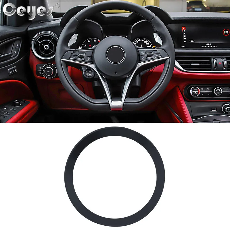 Black Ring Ceyes, автомобильный Стайлинг, кнопка запуска двигателя, кольцо, крышка, наклейки для Alfa Romeo Mito 159 147 156 Giulietta Stelvio 166, аксессуары - Цвет: Black Ring