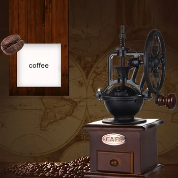 

Vintage Manual Coffee Grinder Great Gift Wooden Coffee Grinder Roller Grain Mill Hand Crank Coffee Grinders Home Kitchen Tools