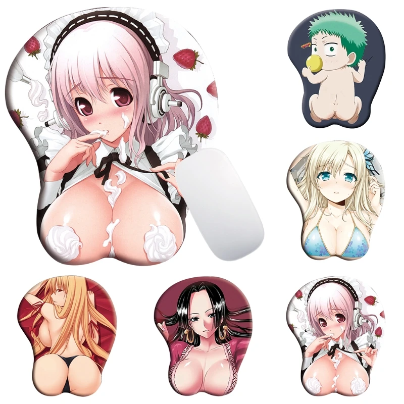 

New Creative Cartoon Anime 3D Sexy Chest Silicone Mouse Pad Wrist Rest Support