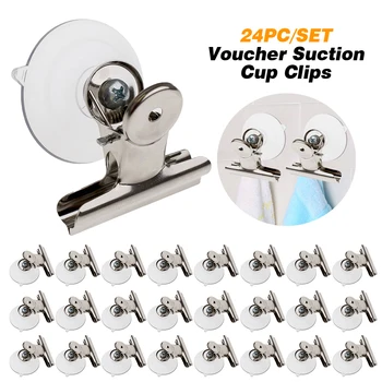 

45mm 24Pcs Clear Sucker Suction Cups Button High-end Mushroom Head Suckers cup Transparent Metal Voucher Suction Cup Clips