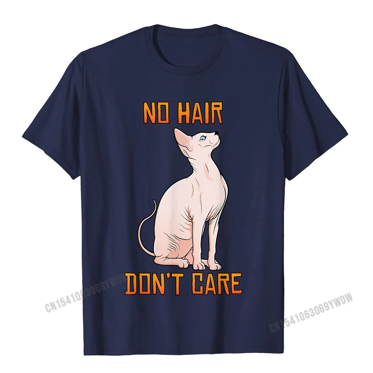 2021 Hot Sale Men T-shirts Gift Summer Tops Shirts Pure Cotton Short Sleeve Europe T-Shirt Crew Neck Drop Shipping Cute Hairless Sphynx Cat Shirt No Hair Dont Care T-shirt__757 navy
