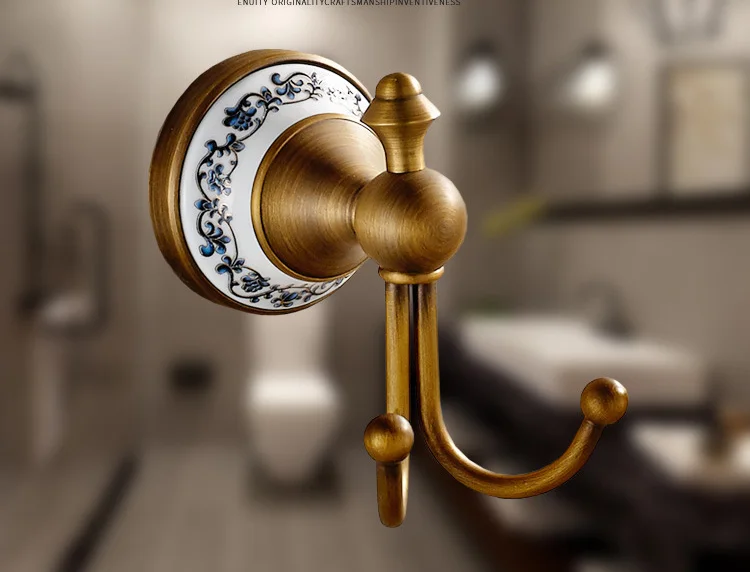 Ретро стиль двойной крючок для халата античная бронза цвет латунь настенные крючки настенная одежда вешалки аксессуары для ванной комнаты