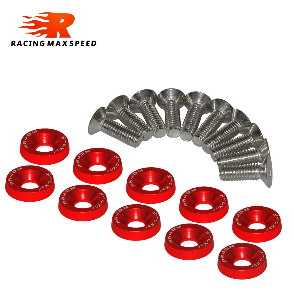 Universal 10PCS M6 Car Styling Modification JDM Sticker Stickers Password Fender Washer License Plate Bolts Auto Accessories auto accessories