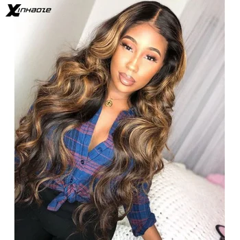 

Highlight Blonde Peruvian 13x6 Lace Front Human Hair Wigs with Baby Hair For Women Ombre 360 Lace Frontal Wigs Bleached Knots