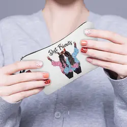 Cosmetic Bag Cute Girl Print Hanging Hole Coin Purses Dustproof Large Capacity Zipper Pencil Bag Organizer Bag for Vacation