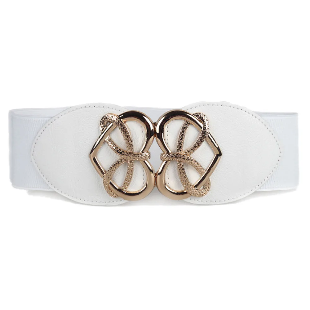 Jaycosin Adjustable Unisex Retro Fashion Decorative Elastic Wide Waistband Popular Metal Button Casual Leisure Belt