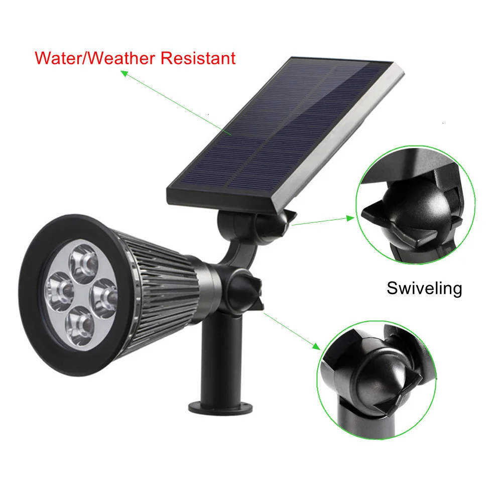 Solar ao ar Brilhante e Escuro Luz de Parede Dcoo Livre Holofotes Luzes 4 Led Ajustável Paisagem Iluminação Detecção Automático on - Off 2-em-1 10 Lâmpadas solares