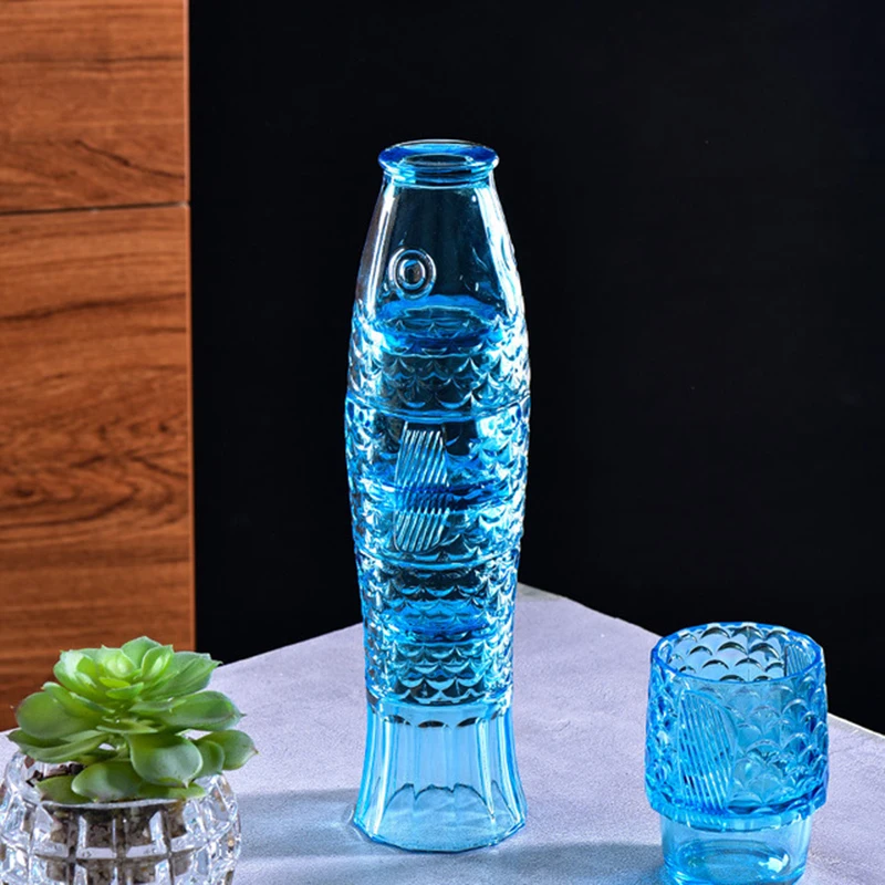 copo de água criativo peixe koi conjunto de vidro em forma de peixe empilhável copo de água doméstico para festa de casamento presente