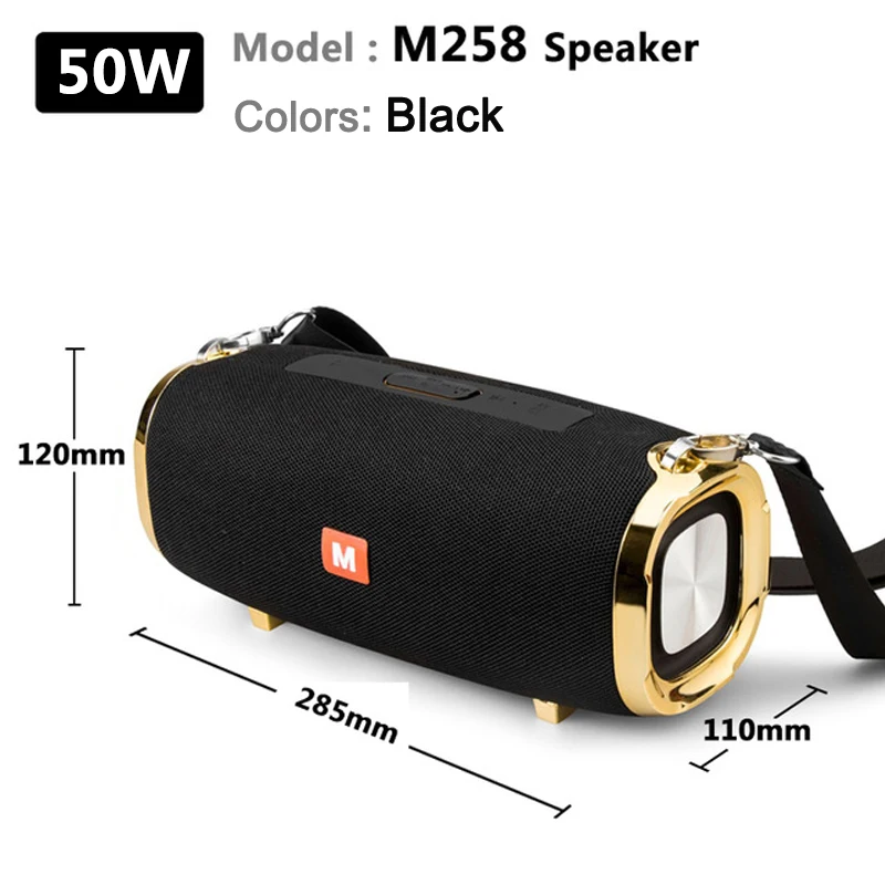 M258 высокомощный 50 Вт беспроводной портативный bluetooth-динамик сабвуфер стерео TWS