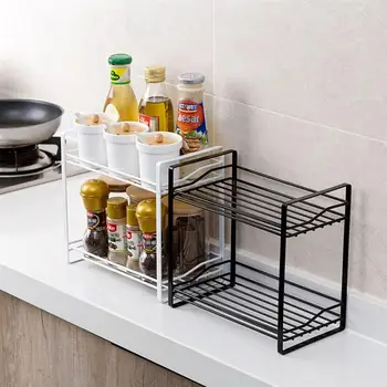 

Yuanmian Condiment Storage Rack Double Layer Spice Jars Kitchen Storage Holder Multifunction Bathroom Storage Shelf Rack