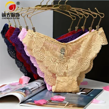 

Women'S Transparent Temptation Cotton File Low-Rise Large Size Briefs Seemless Lace Breathable Hollow Out Bow