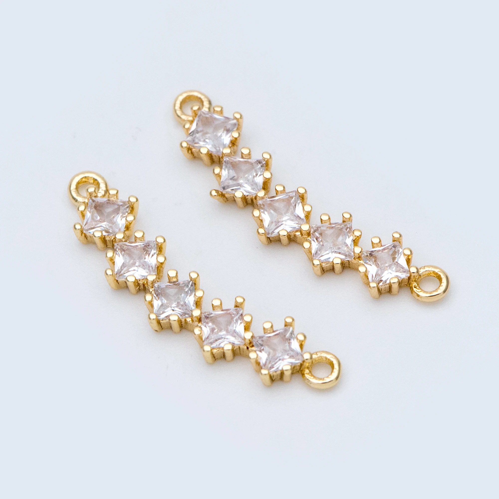 

4pcs CZ Paved Bar Connectors 26mm, Rhinestone Bar Charm, For Necklace Braelet Women DIY Jewelry Making (GB-766)