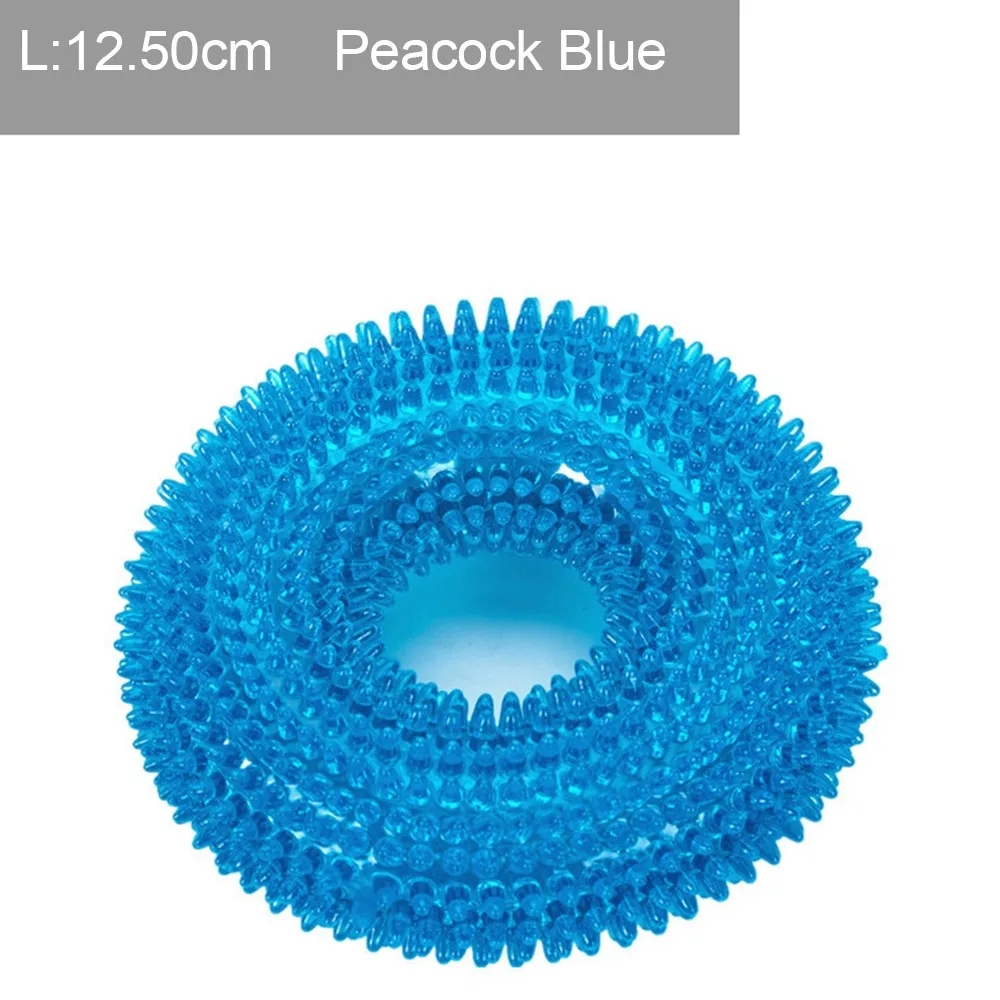 peacock blue L Писк жевательные игрушки для домашних животных для Золотого ретривера большие собаки тренировка смешная Жевательная колючка круг маленькая звуковая игрушка для собаки Интерактивная - Цвет: peacock blue L