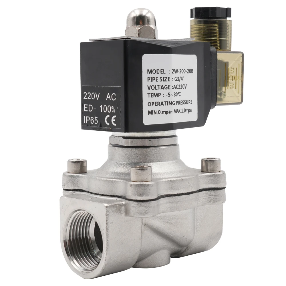 G3/8" to G2",Normally Closed Solenoid Valve,304 Stainless Steel Water Oil Valves,Moisture Proof,AC 110V 220V 380V 24V,DC 12V 24V