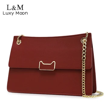 

Women Chain Crossbody Bag Autumn Winter Fashion Messenger Bag Luxury Ladies Shoulder Bags Leather Wine Red Flap Handbag XA860H