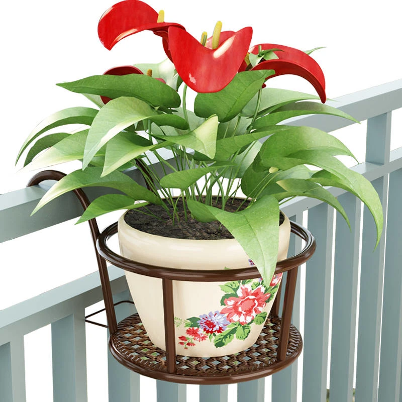 

Buy 2 Give 1 Balcony Railing Flower Rack Iron Art Hanging Flowerpot Shelves Green Luo Pylons Flower Airs Multi-storey Indoor