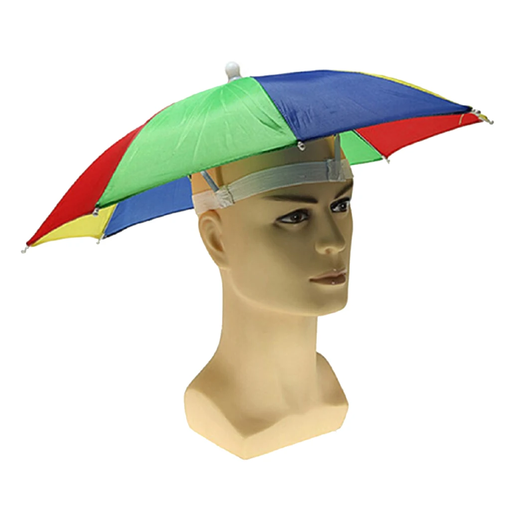 Rainbow Sun Rain Protection Umbrella Hat Kids Children Outdoor Headwear Para for Camping Fishing Hunting Hiking