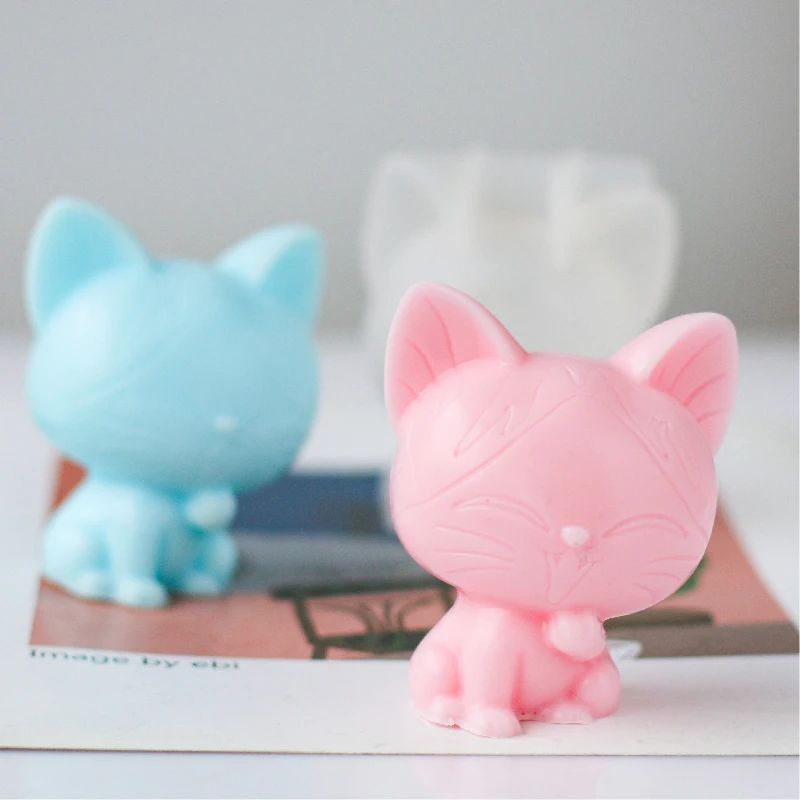 Silicone Mold 3D Cat Shaped Handmade Chocolate Soap Mold Cartoon Cat Animal Candle Silicone Molds Resin Clay Soap