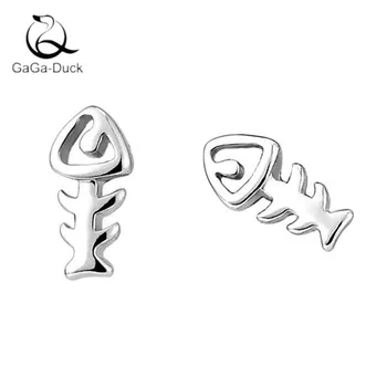 

New Fashion Jewelry 925 Sterling Silver Not Allergic Personality Fish Bones Female Anti-allergic Popular Earrings E228