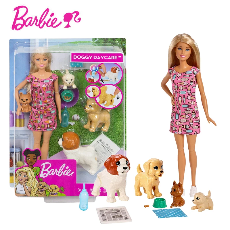 Original Doggy Daycare Doll Set Barbie Pet Dog Care Combination Children Educational Toy Birthday Gift FXH08 Girls toys|Dolls| AliExpress