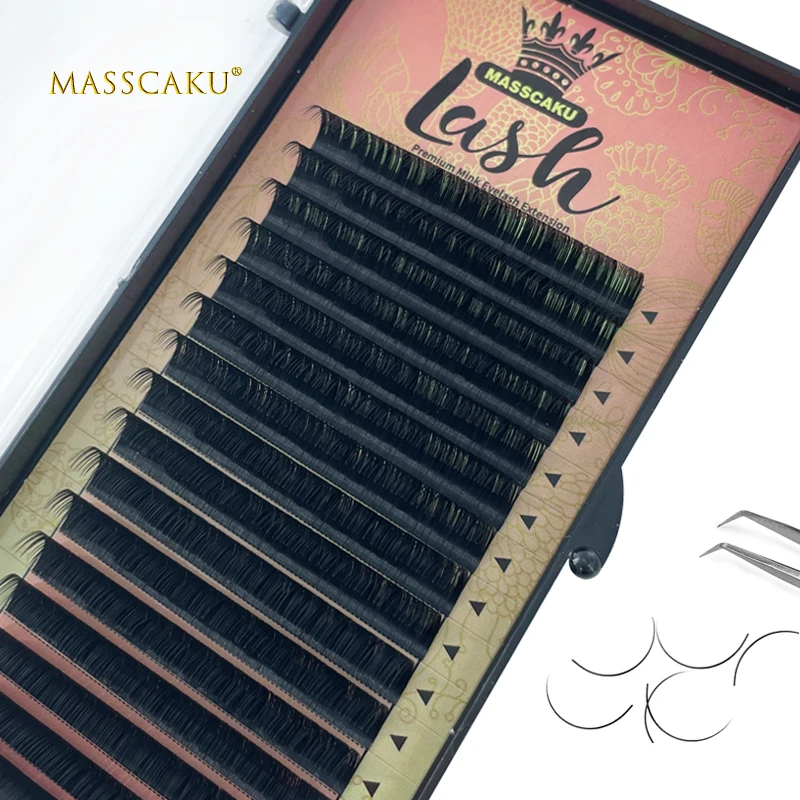 

MASSCAKU 0.07/0.10mm Faux Mink Individual makeup false eyelash cilia lashes extension for professionals soft eyelash extension