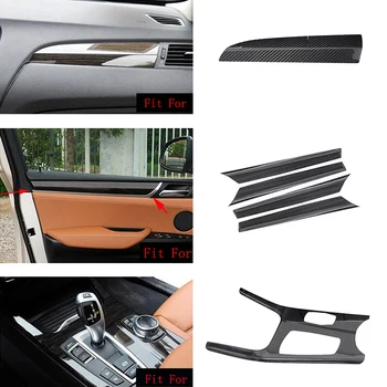 

car accessories 6x 100% Real Carbon Fiber Gear Shift Full Frame Cover Trim For BMW X3 F25 2015-2017