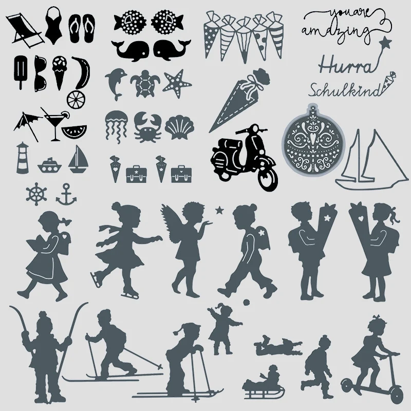

Mini Cutting Dies Card Decoration Children Skiing Marine Organism for Scrapbooking and Cards Making Embossing Dies New 2019